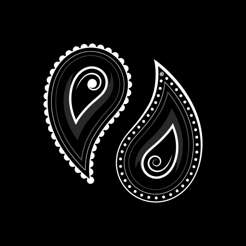 Vector illustration of Paisley, also known as Boteh-Jegheh, which is an ancient Iranian pattern, depicted in the form of Yin and Yang.