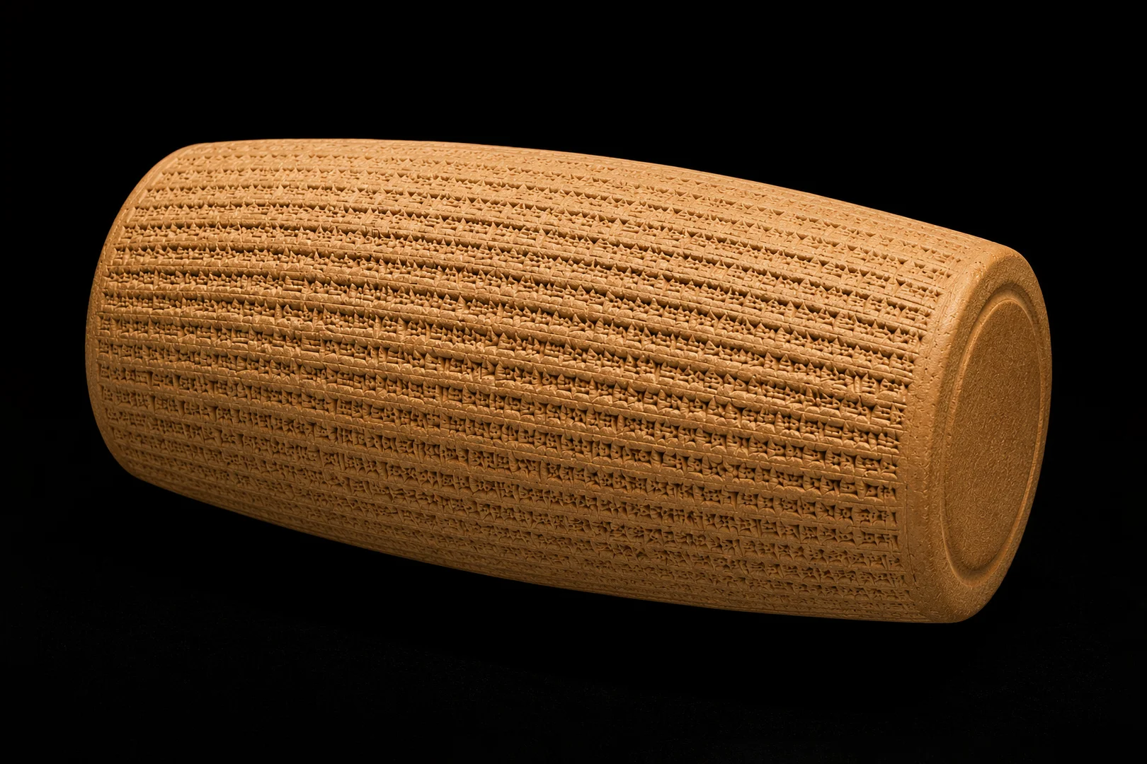 Cyrus Cylinder shown in perspective view in reconstructed condition against a black background