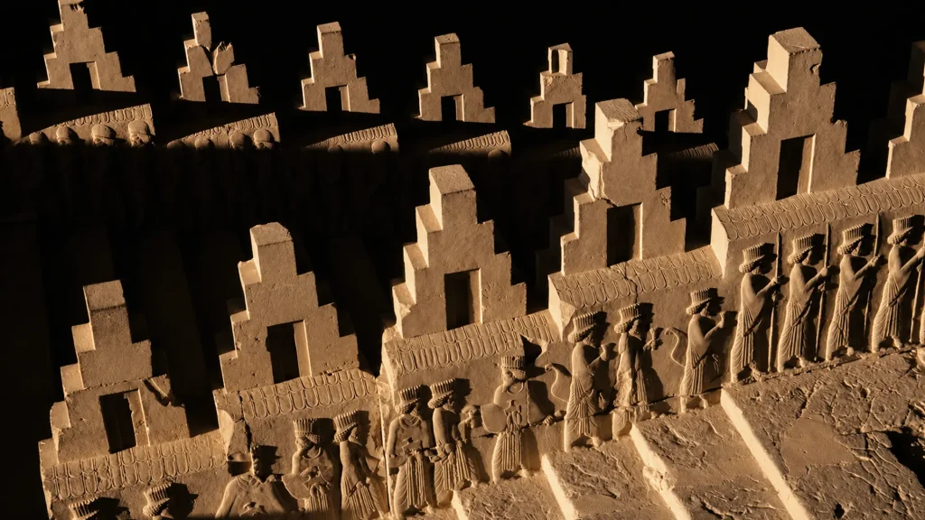 Ancient Kongoreh (crenellations) at Persepolis, showcasing a distinctive architectural feature of ancient Iranian architecture