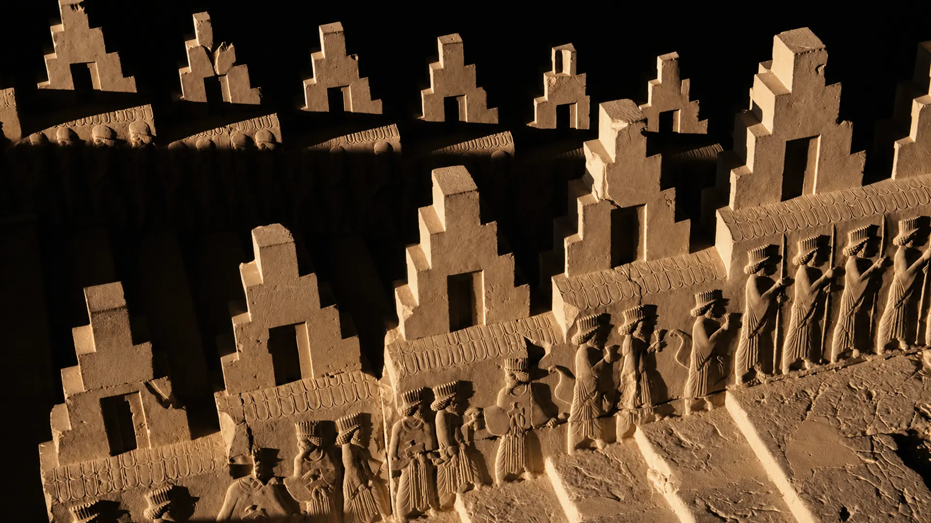 Ancient Kongoreh (crenellations) at Persepolis, showcasing a distinctive architectural feature of ancient Iranian architecture